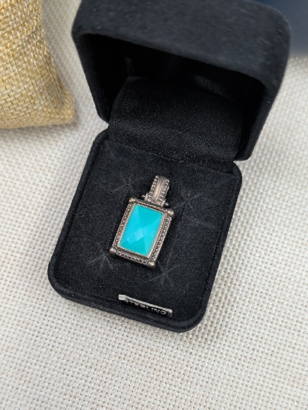 Whitney Kelly WK 925 Sterling Silver Turquoise Doublet Pendant Estate - Picture 13 of 17